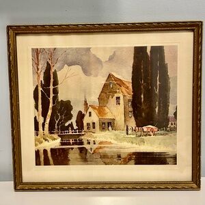 Vintage Print Watercolour  Landscape Framed
Signed Easton